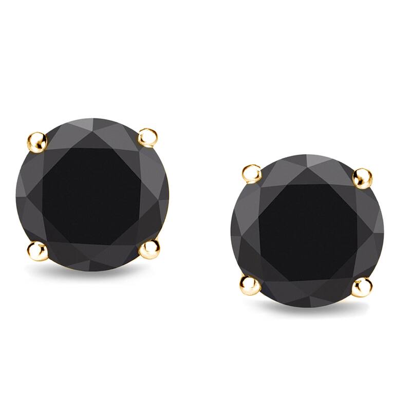 Auriya 1/2 to 4ctw Round Black Diamond Stud Earrings Pair 14k Yellow Gold