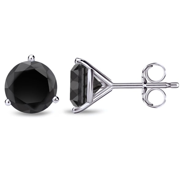 Auriya 14k White Gold Black Diamond Martini Set Stud Earrings