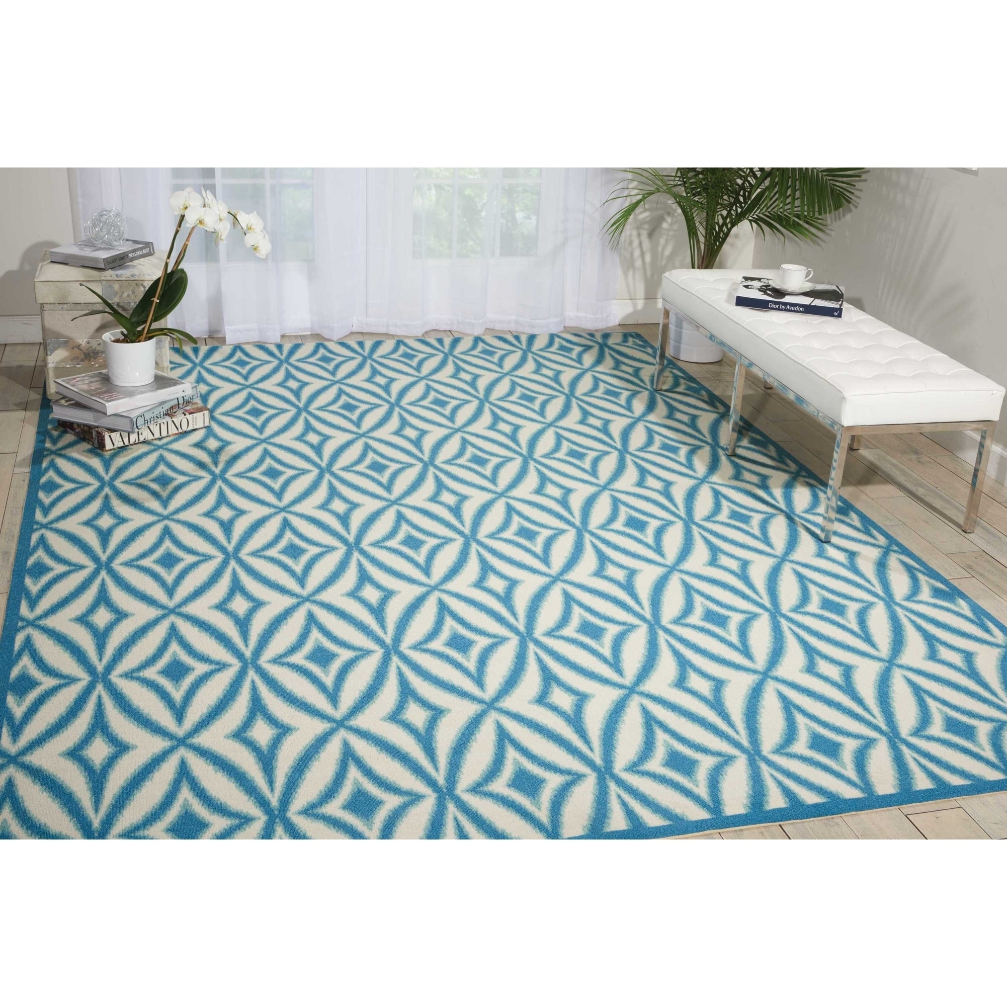 Waverly Sun And Shade Azure Indoor/ Outdoor Rug (10 X 13)