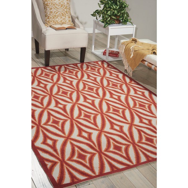Waverly Sun N' Shade Centro Campari Indoor/ Outdoor Rug by Nourison - 10' x 13'