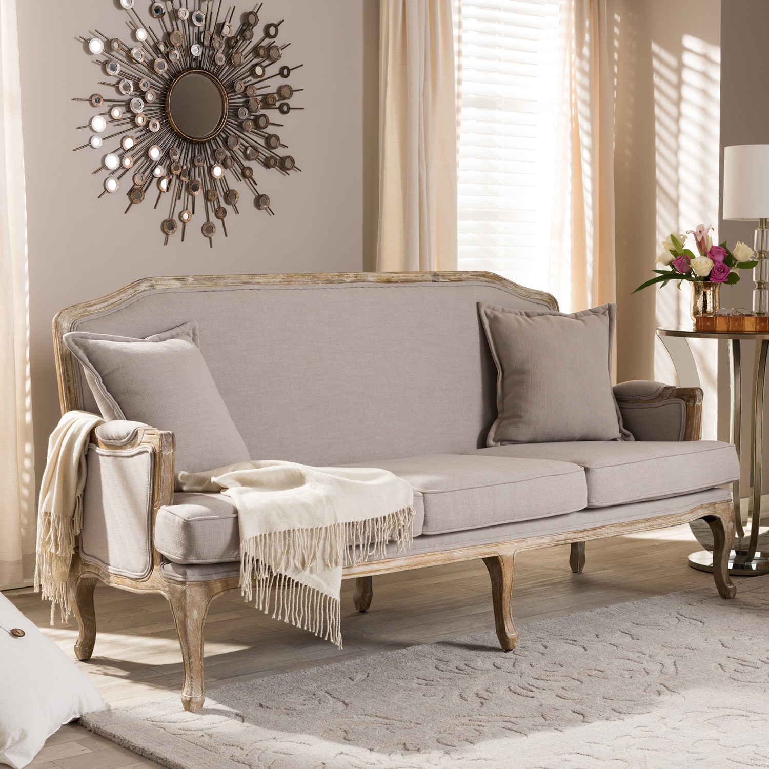 Baxton Studio Constanza Classic Antiqued French Sofa Bed Bath