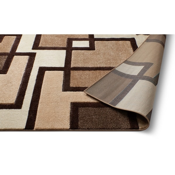 Well Woven Imagine Geometric Squares Modern Beige Brown Ivory Modern Beige Brown Ivory