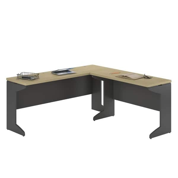 Shop Ameriwood Home Benjamin Natural Grey L Shaped Desk Bundle