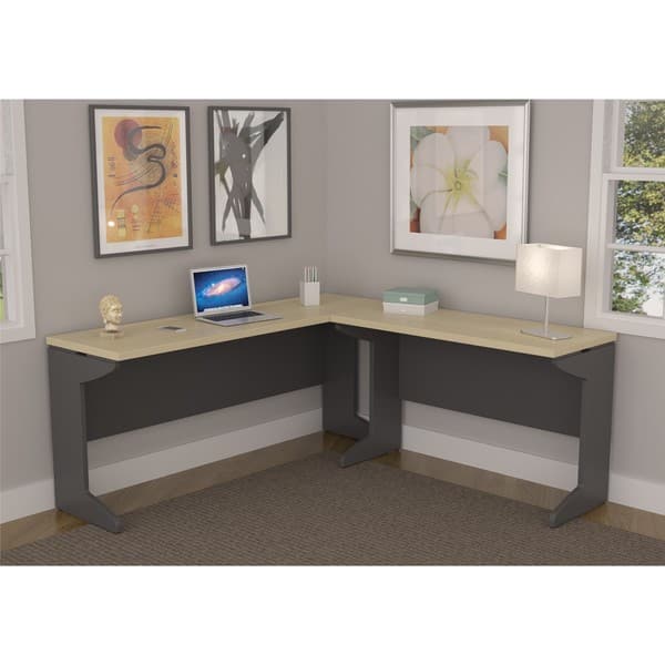 Shop Ameriwood Home Benjamin Natural Grey L Shaped Desk Bundle