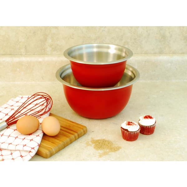 Stainless Steel Red Mixing Bowls (Set of 2)   16084008  