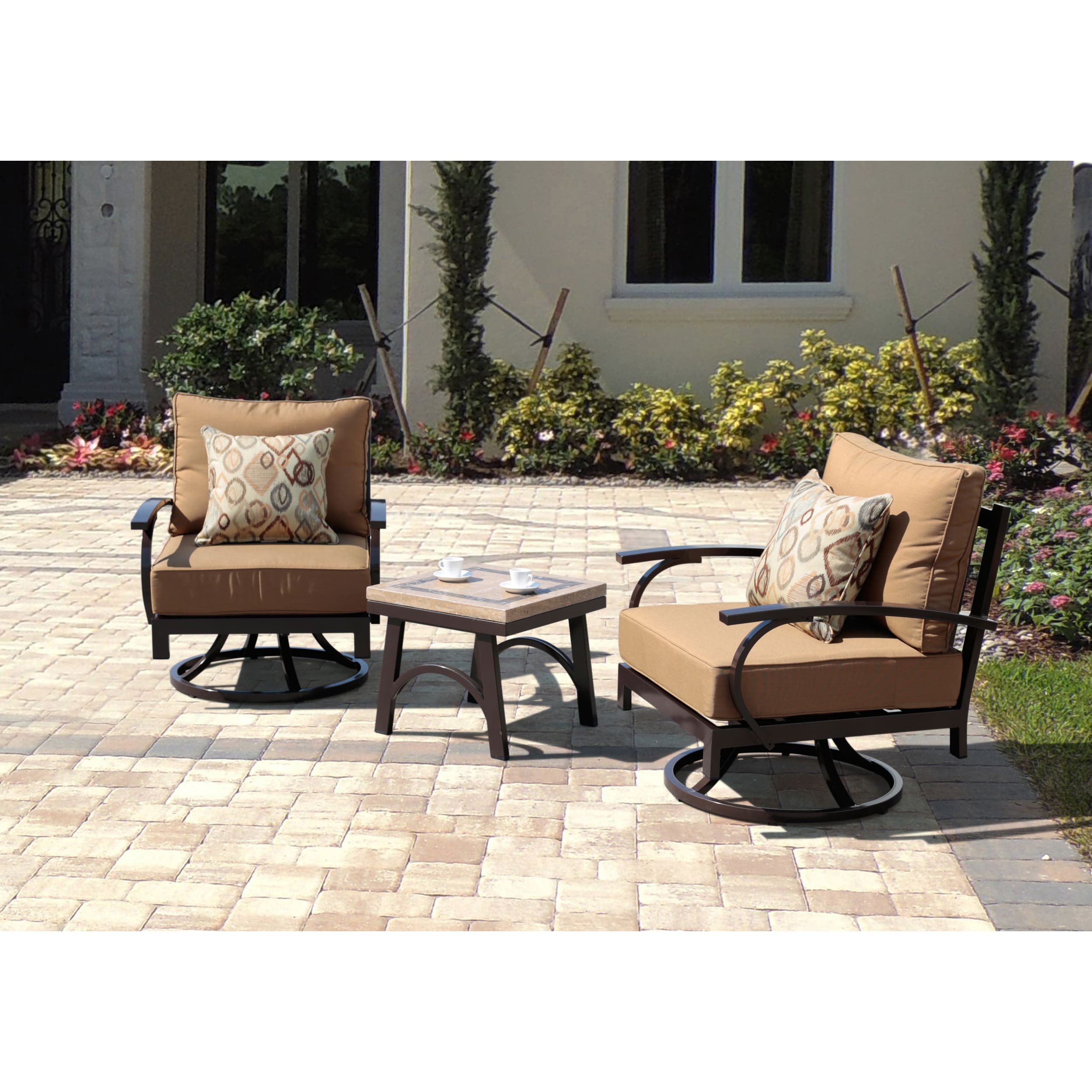 Sirio Ashton 3 piece Outdoor Furniture Swivel Chairs Set