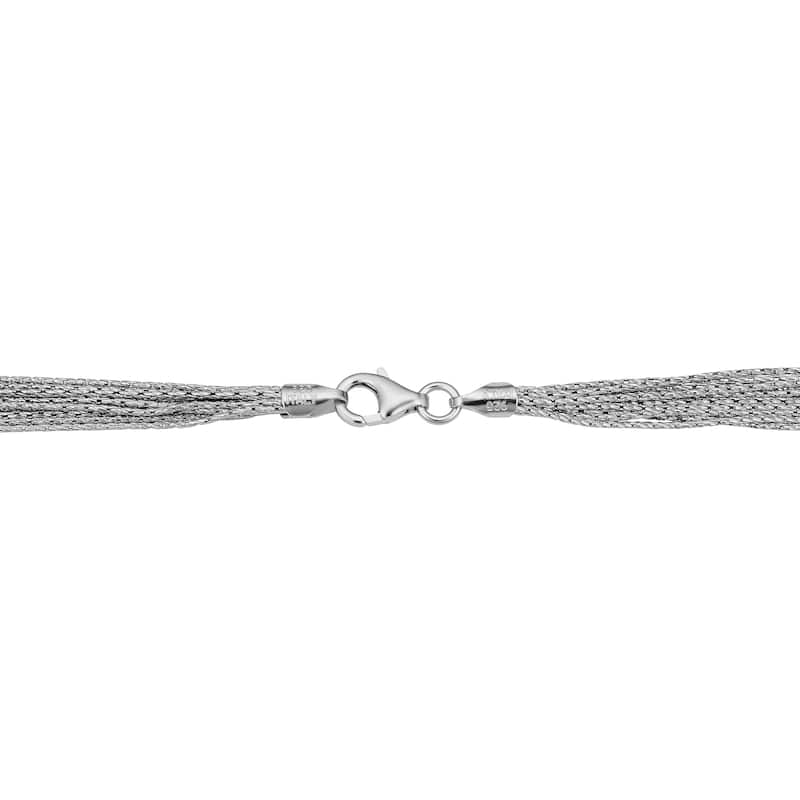 Fremada Rhodium Plated Sterling Silver 10-strand Diamond-cut Cordina Link Necklace (17 or 20 inch)