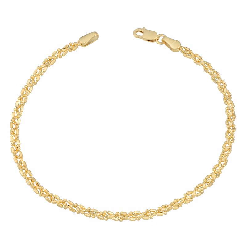 Fremada 10 Karat Yellow Gold 2.75-mm Braided Alternate Ball and Bar Bracelet (7.5 inch)