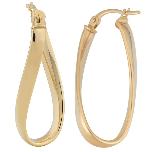 Shop Fremada 10k Yellow Gold Polished Twisted Oval Hoop Earrings - On ...