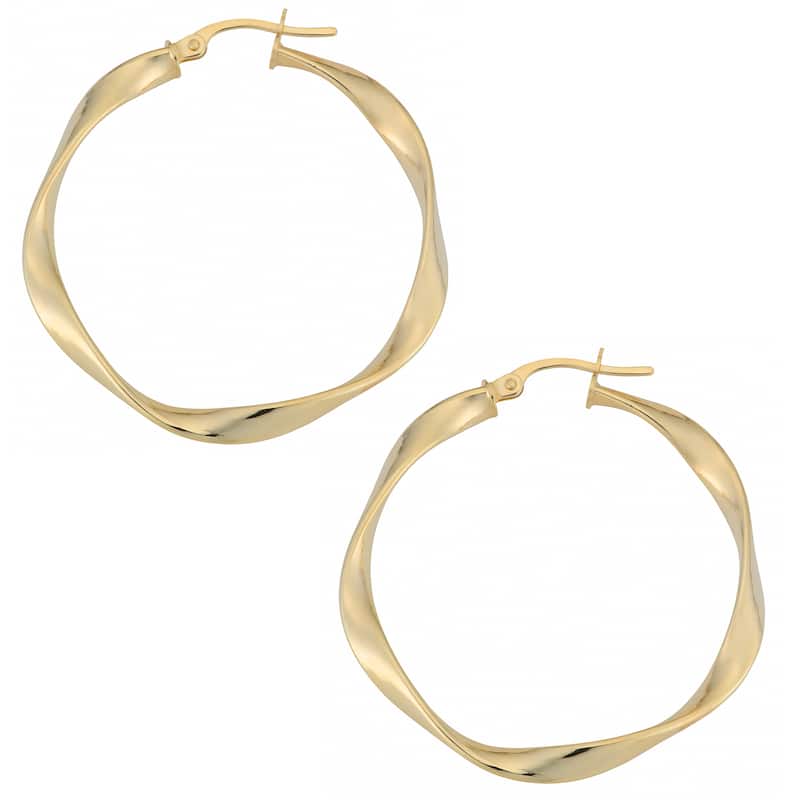 Fremada 10k Yellow Gold Twisted Hoop Earrings