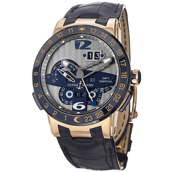 Ulysse Nardin Mens 326 00 El Toro Silver Dial Blue Leather Strap