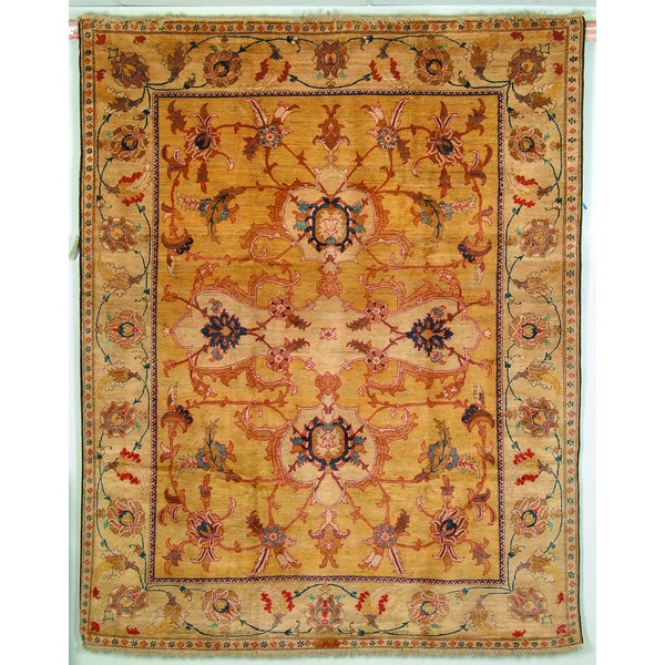 Safavieh Hand-knotted Peshawar Vegetable Dye Light Gold/ Ivory Wool Rug - 9' x 12'