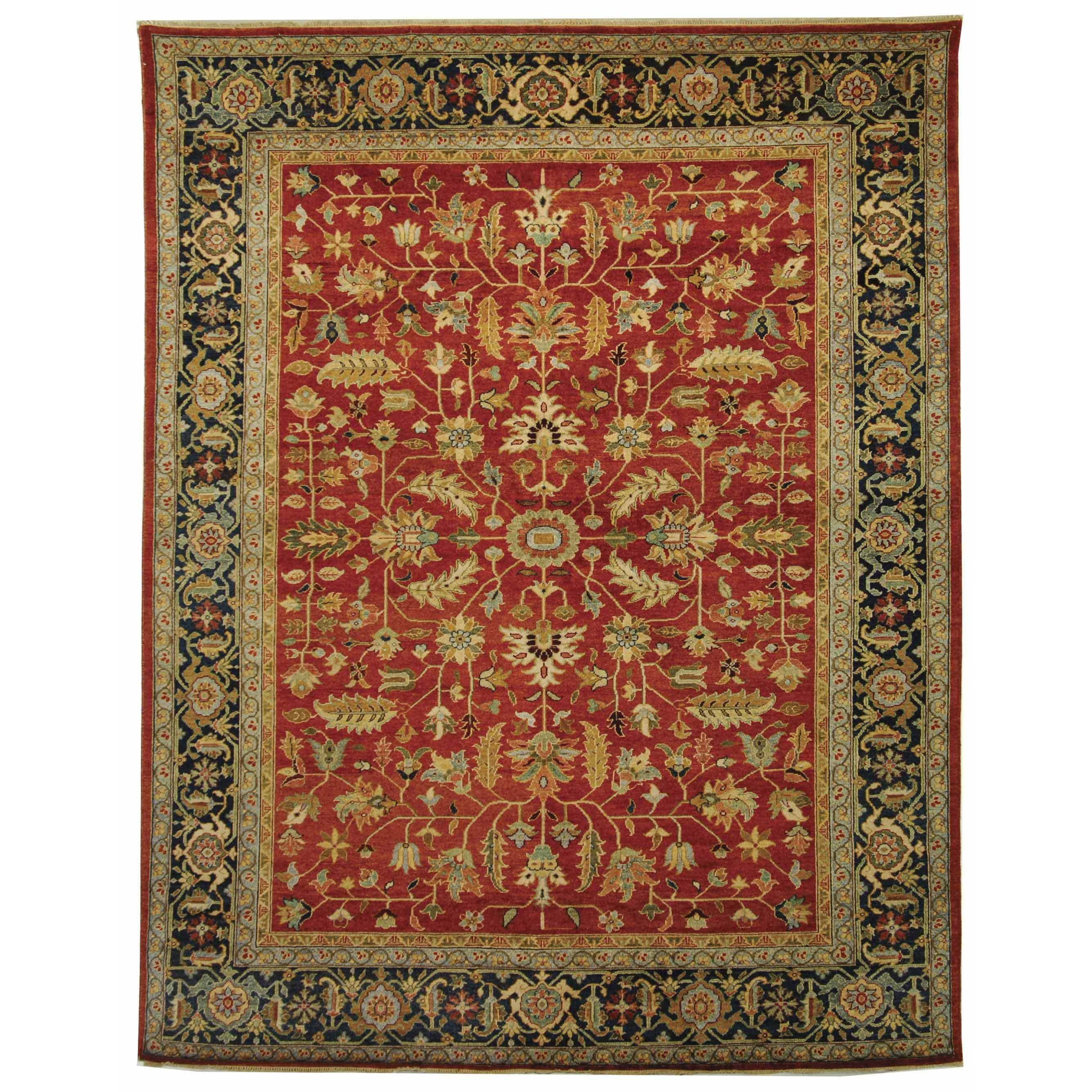 Safavieh Hand knotted Samarkand Rust/ Navy Wool Rug (9 X 12)