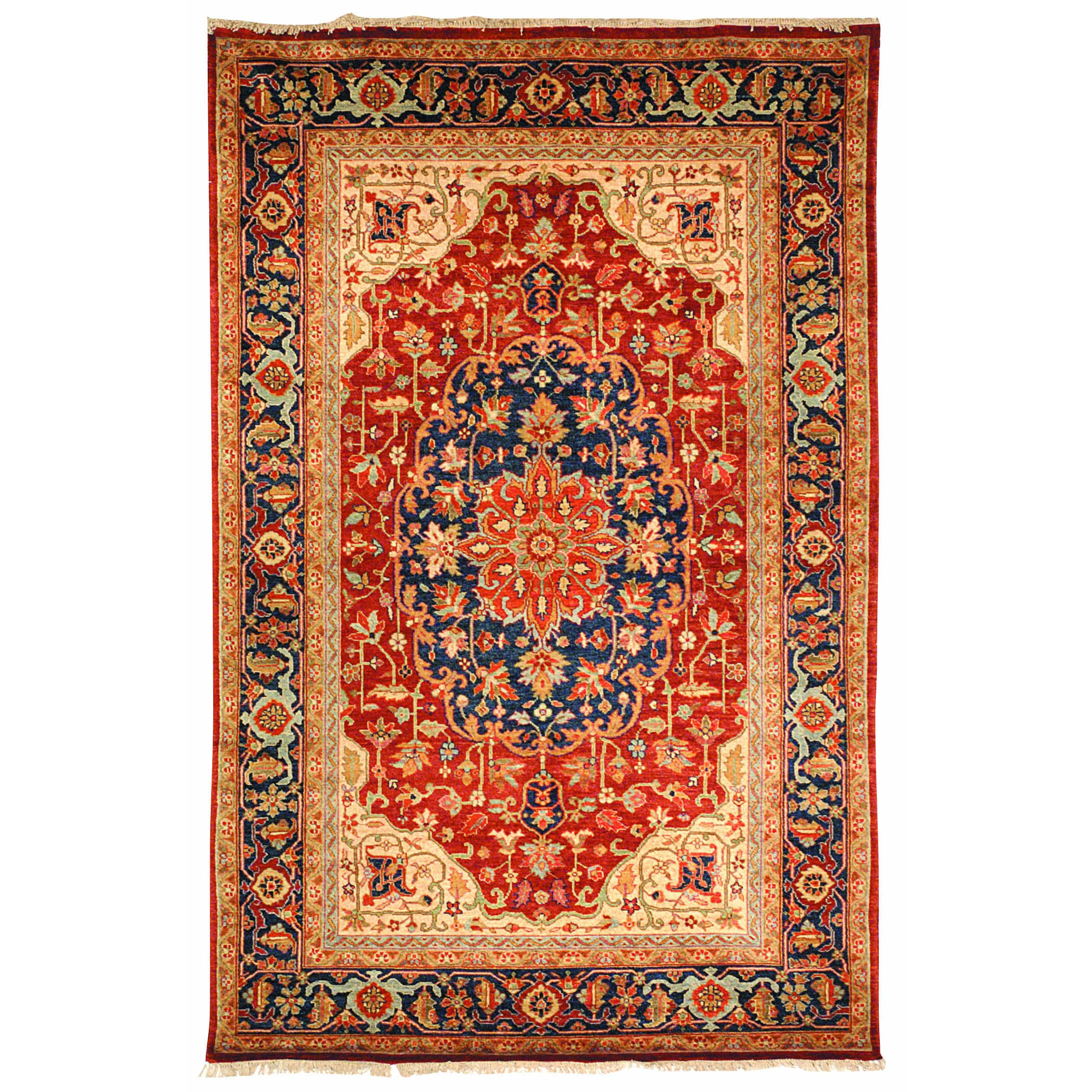 Safavieh Hand knotted Samarkand Rust/ Navy Wool Rug (9 X 12)