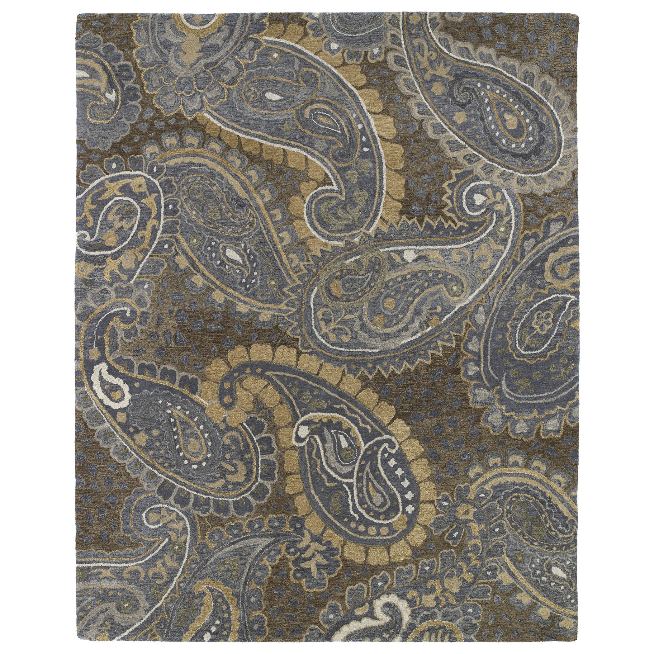 Hand tufted Zoe Brown Paisley Wool Rug (8x10)