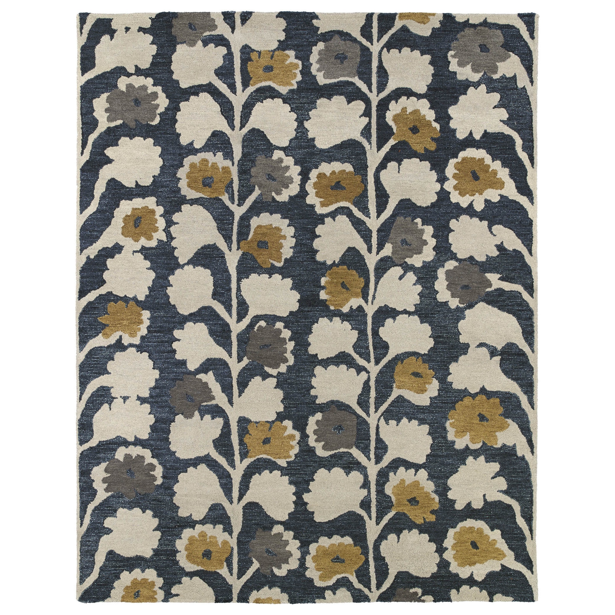 Hand tufted Zoe Denim Blue Vines Wool Rug (8x10)