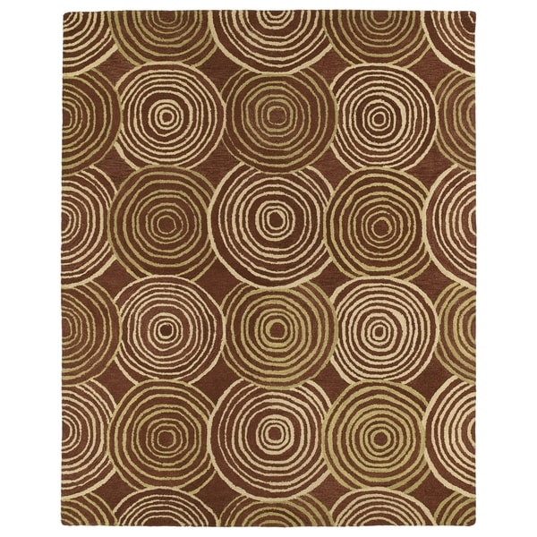 Hand-tufted Zoe Red Circles Wool Rug - 8' x 10'