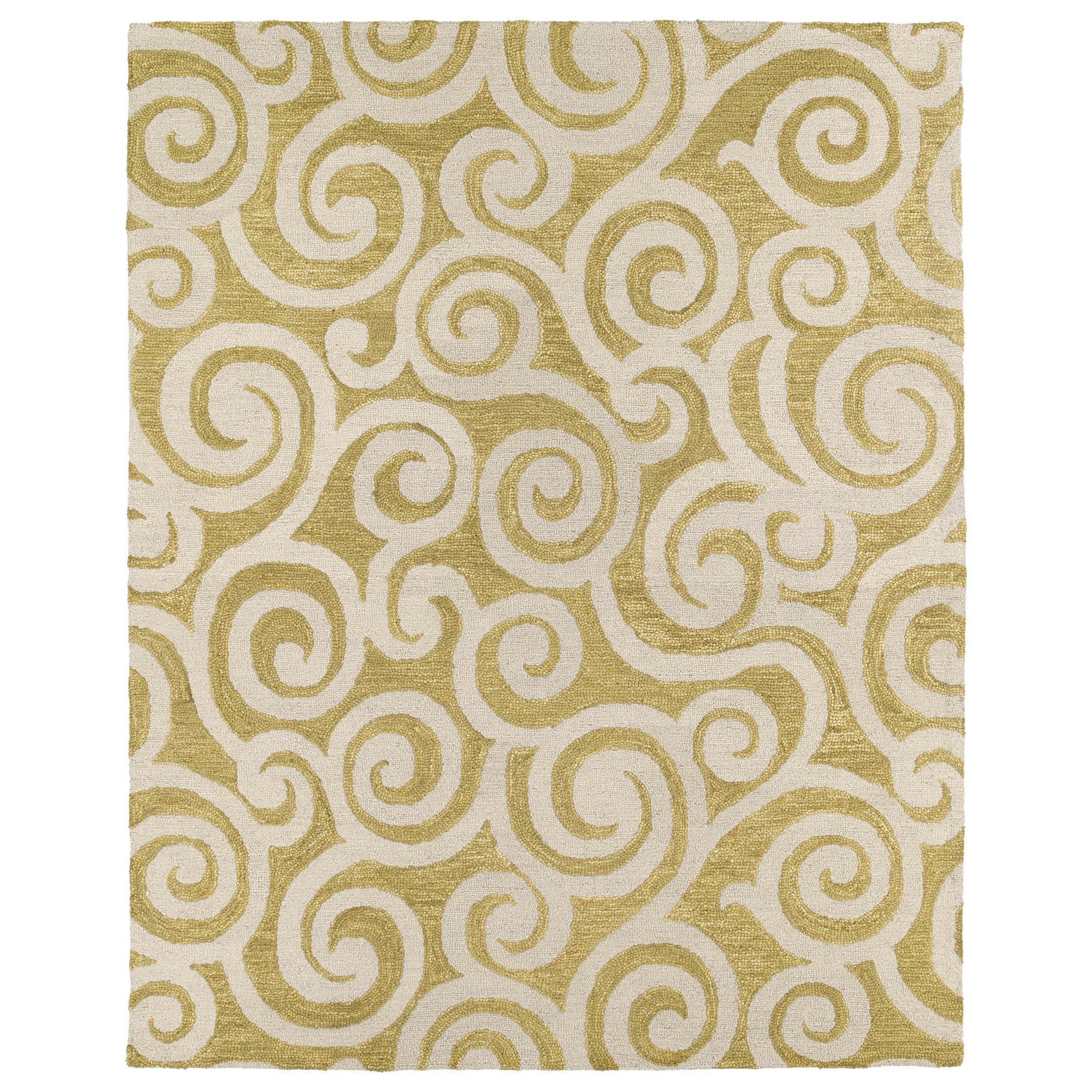 Kaleen Hand tufted Zoe Gold Scroll Wool Rug (8x10) Beige Size 8 x 10