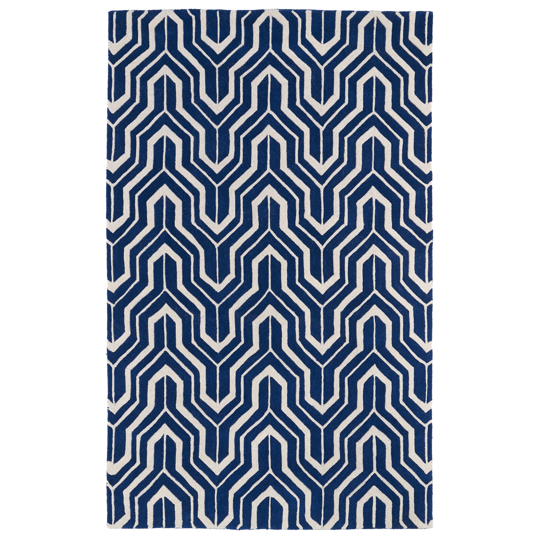 Hand tufted Cosmopolitan Navy/ Ivory Wool Rug (8 X 11)