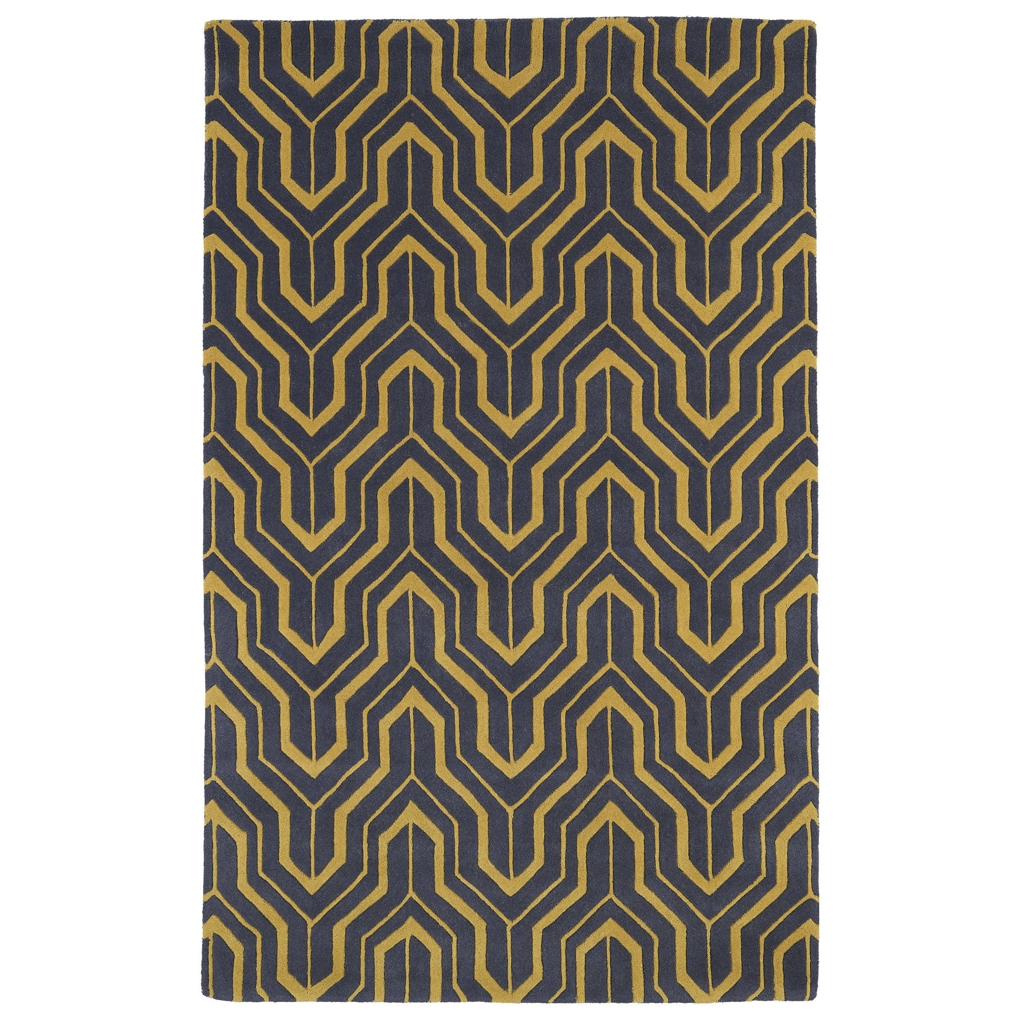Hand tufted Cosmopolitan Gold/ Charcoal Wool Rug (8 X 11)