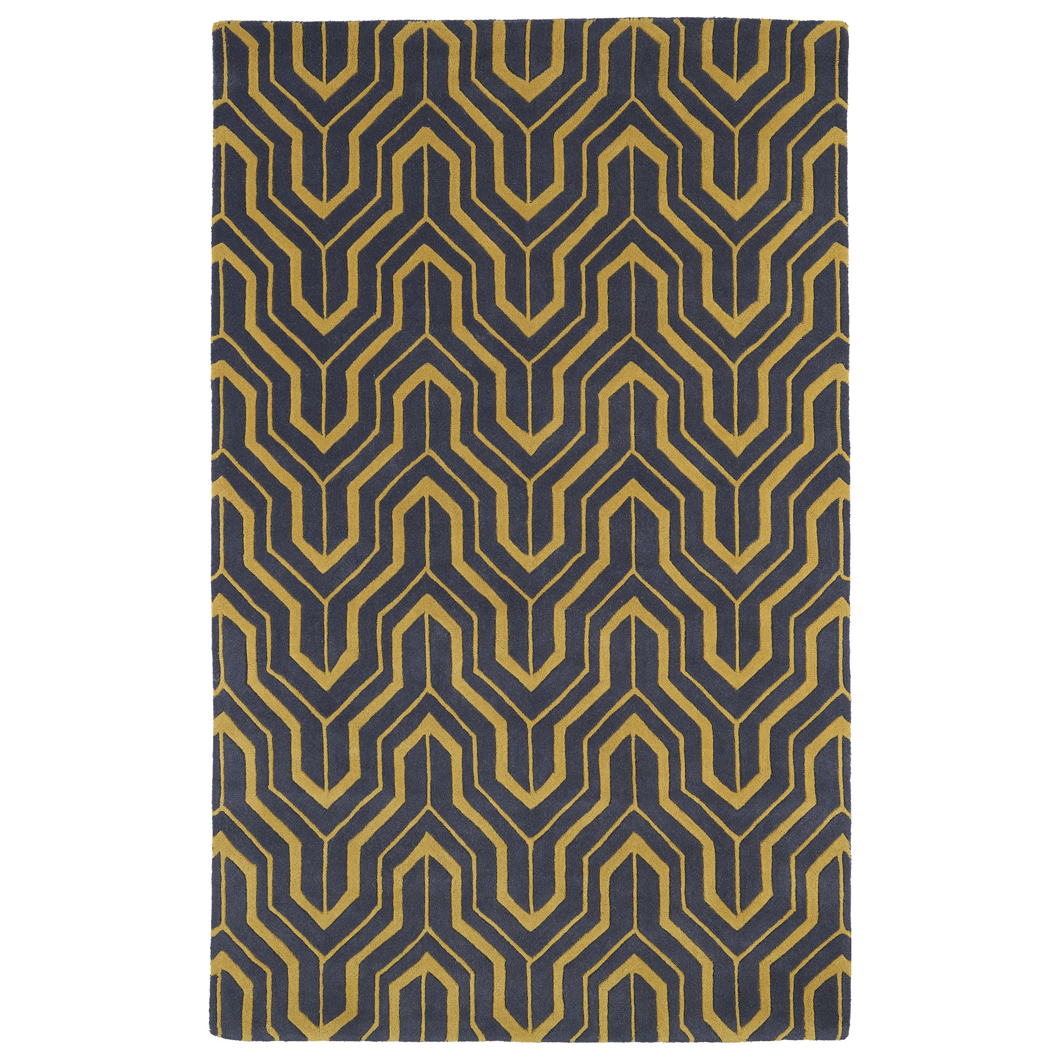 Kaleen Rugs Hand tufted Cosmopolitan Gold/ Charcoal Wool Rug (96 X 13) Gold Size 96 x 13