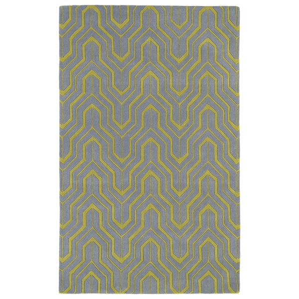 Hand-tufted Cosmopolitan Grey/ Wasabi Wool Rug - 9'6 x 13'