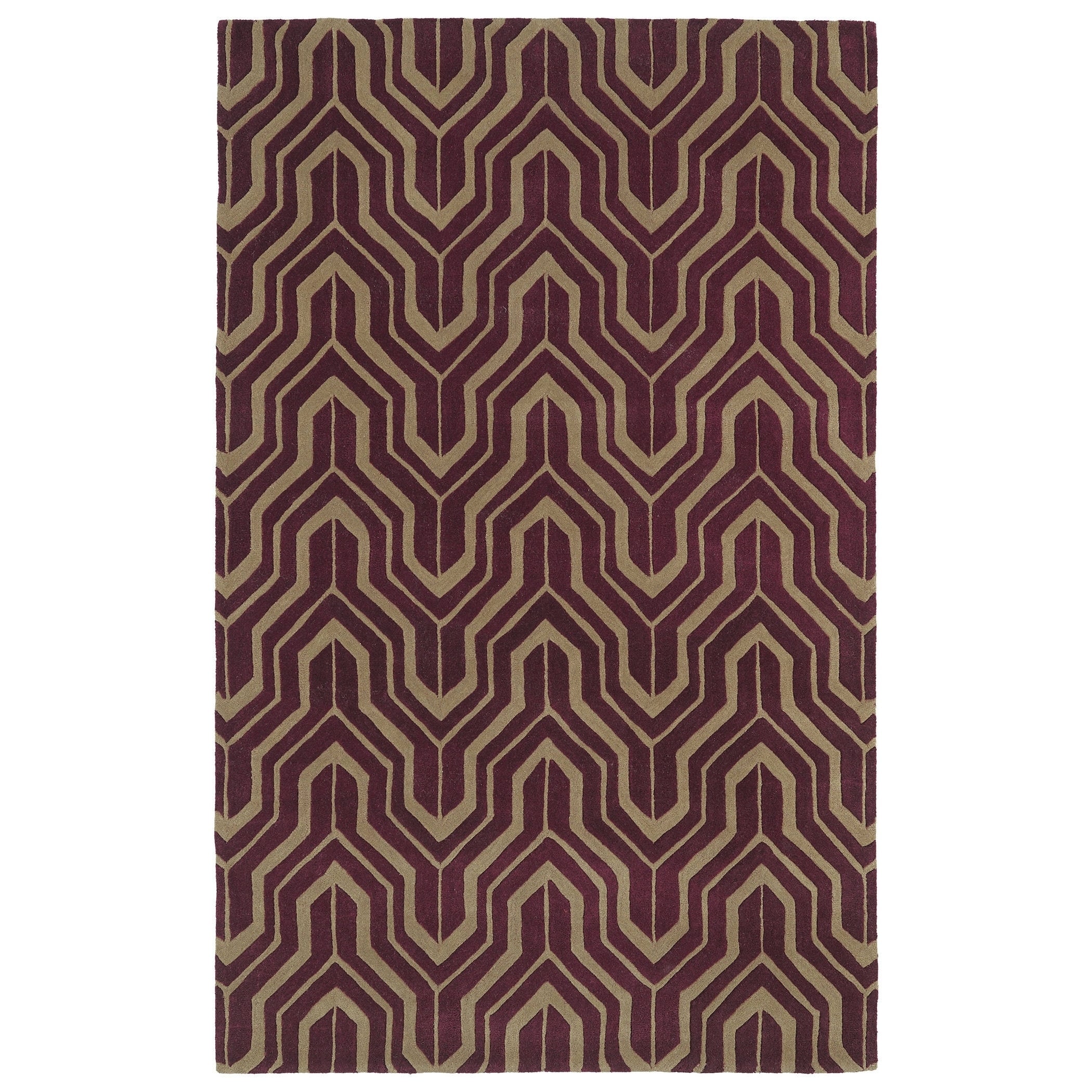 Hand tufted Cosmopolitan Plum/ Camel Wool Rug (8 X 11)