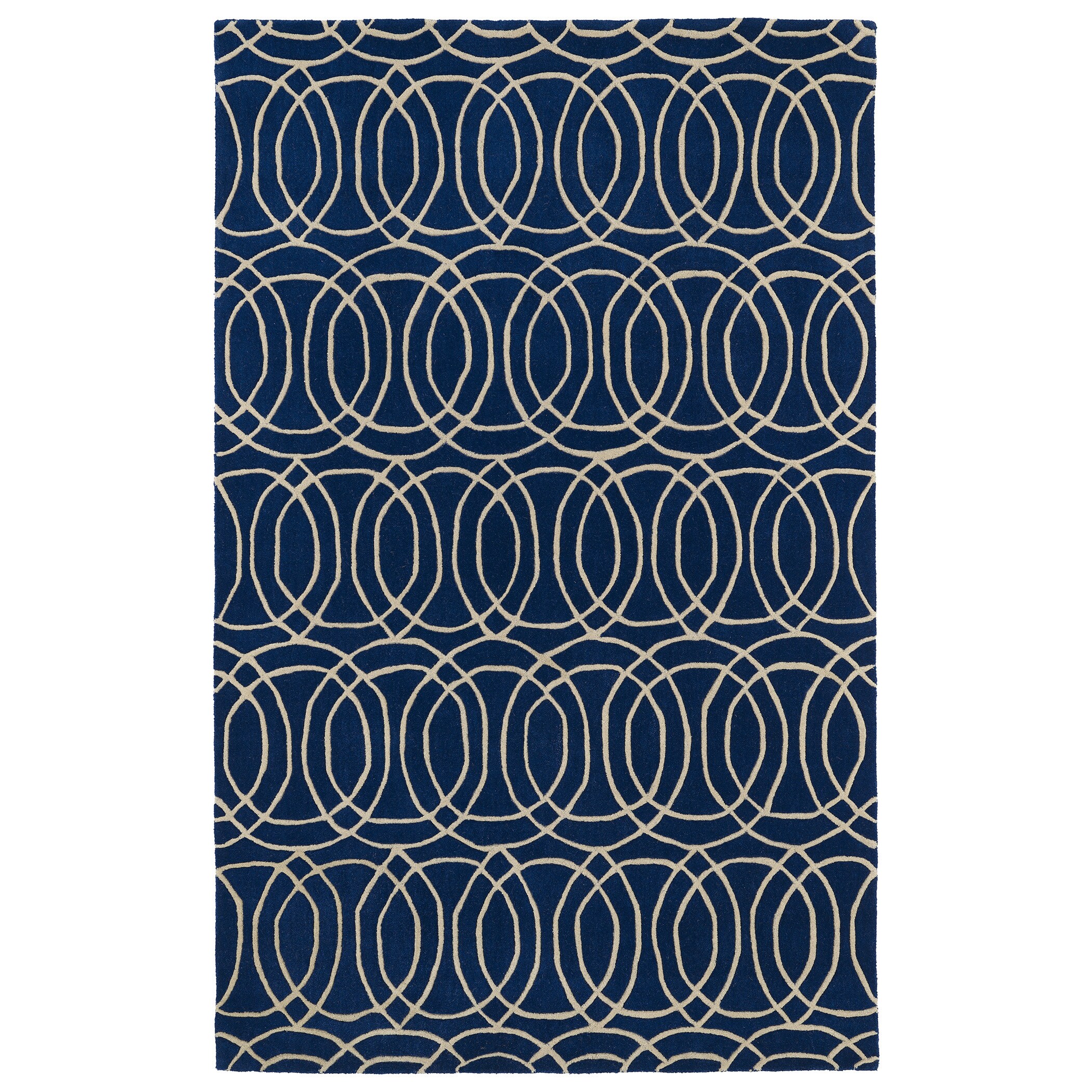Kaleen Rugs Hand tufted Cosmopolitan Circles Navy/ Ivory Wool Rug (96 X 13) Blue Size 96 x 13