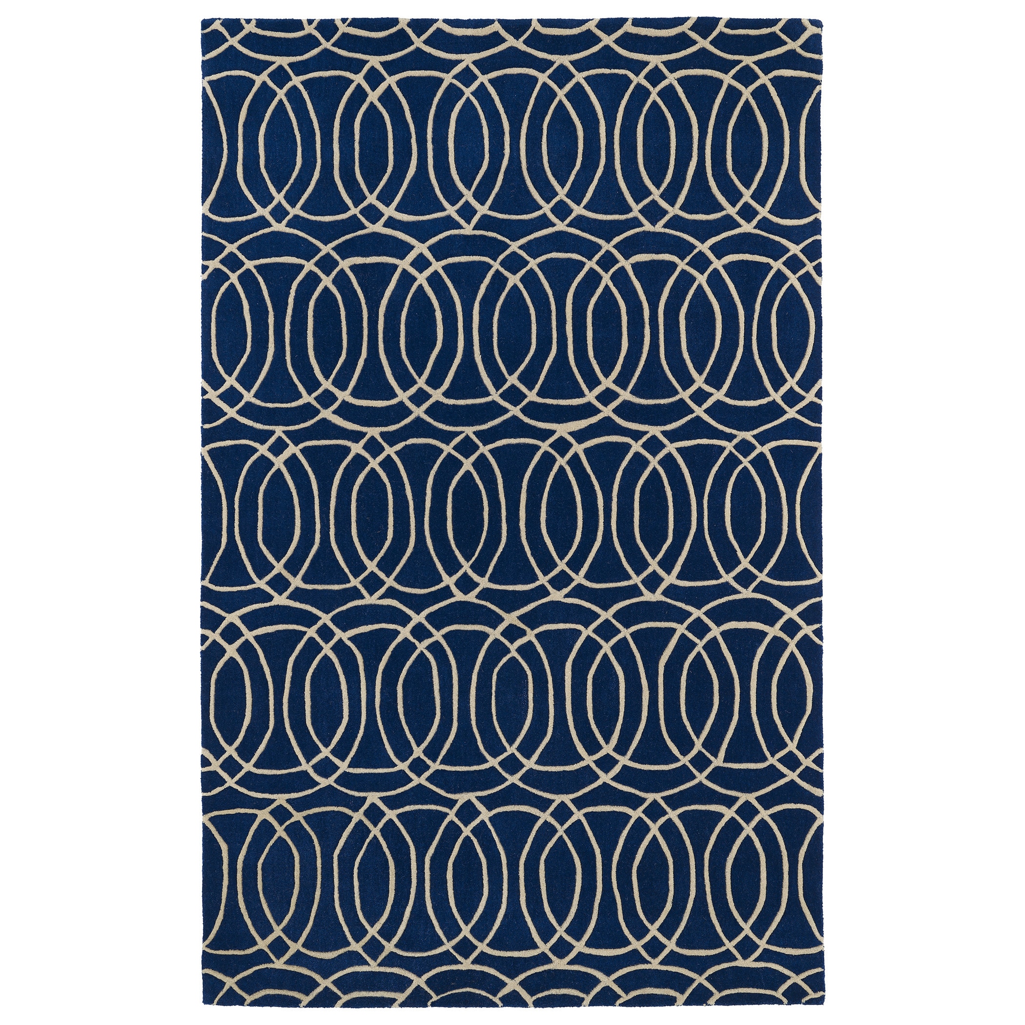 Kaleen Rugs Hand tufted Cosmopolitan Circles Navy/ Ivory Wool Rug (96 X 13) Blue Size 96 x 13