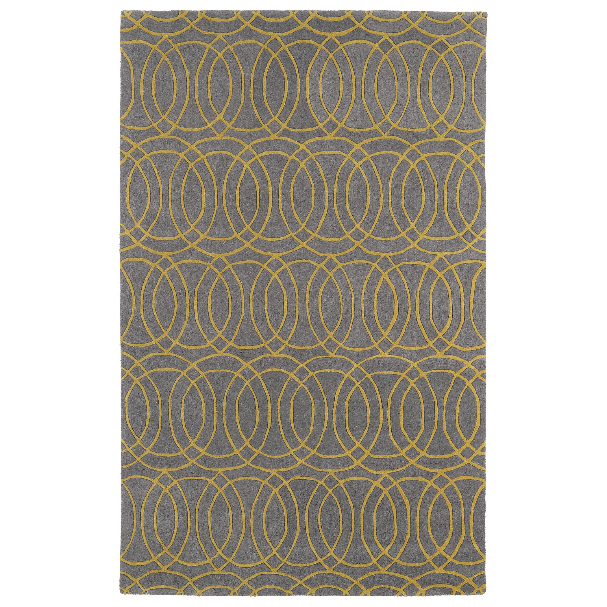 Hand tufted Cosmopolitan Circles Yellow/ Light Brown Wool Rug (96 X 13)