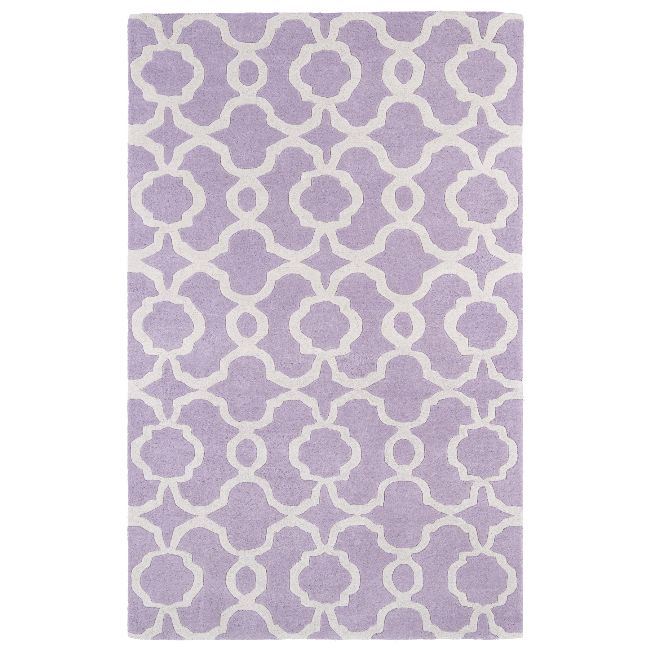 Hand tufted Cosmopolitan Trellis Lilac/ Ivory Wool Rug (8 X 11)