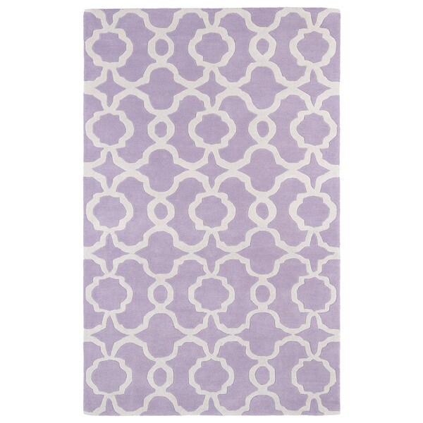 Hand-tufted Cosmopolitan Trellis Lilac/ Ivory Wool Rug (9'6 x 13') - 9'6" x 13'