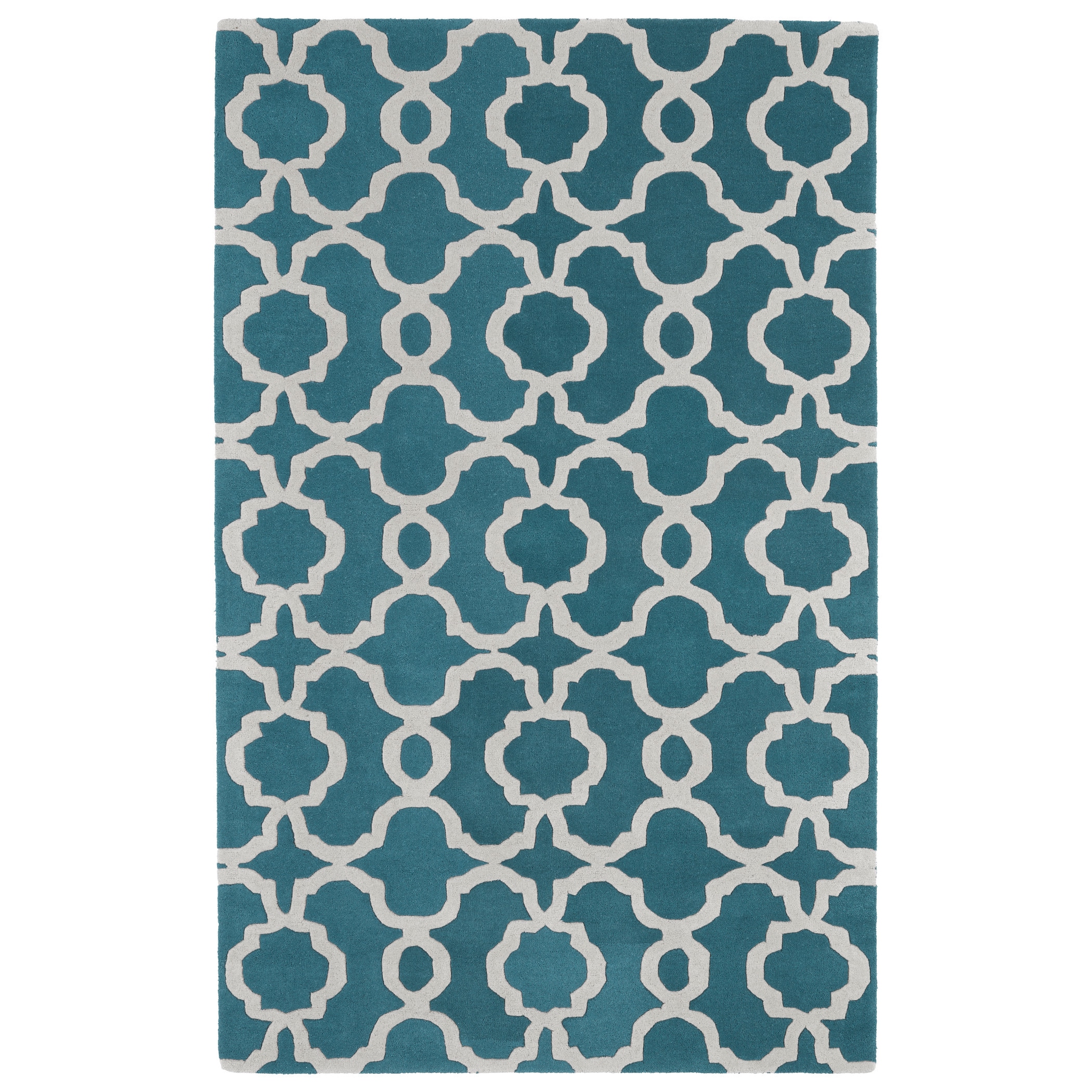 Hand tufted Cosmopolitan Trellis Teal/ Ivory Wool Rug (8 X 11)