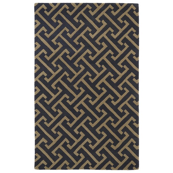 Hand-tufted Cosmopolitan Charcoal/ Brown Wool Rug (9'6 x 13') - 9'6" x 13'