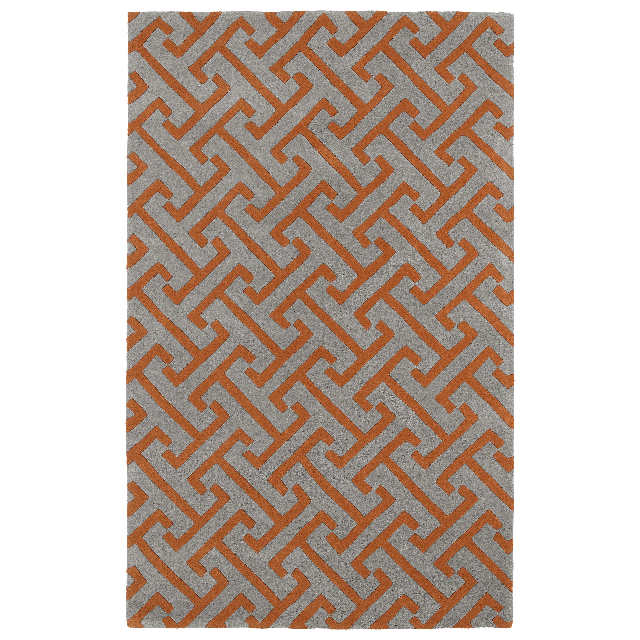 Hand tufted Cosmopolitan Orange/ Grey Wool Rug (8 X 11)