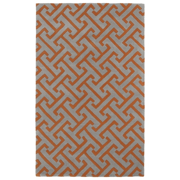 Hand-tufted Cosmopolitan Orange/ Grey Wool Rug (8' x 11') - 8' x 11'