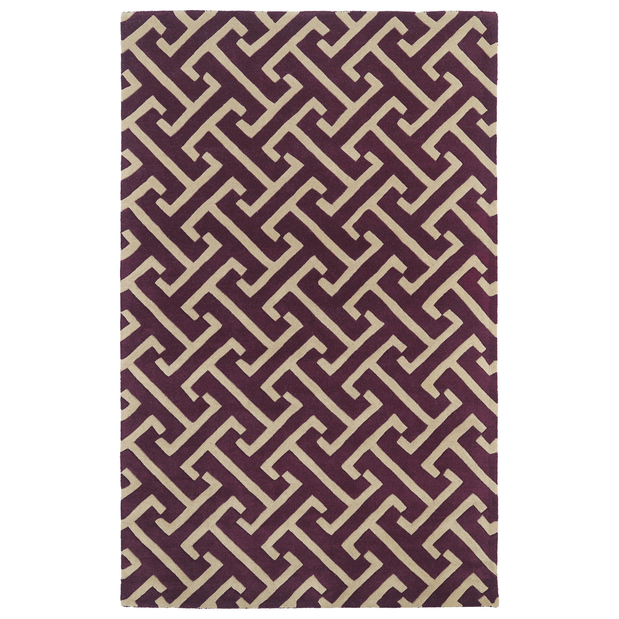 Hand tufted Cosmopolitan Plum/ Beige Wool Rug (8 X 11)