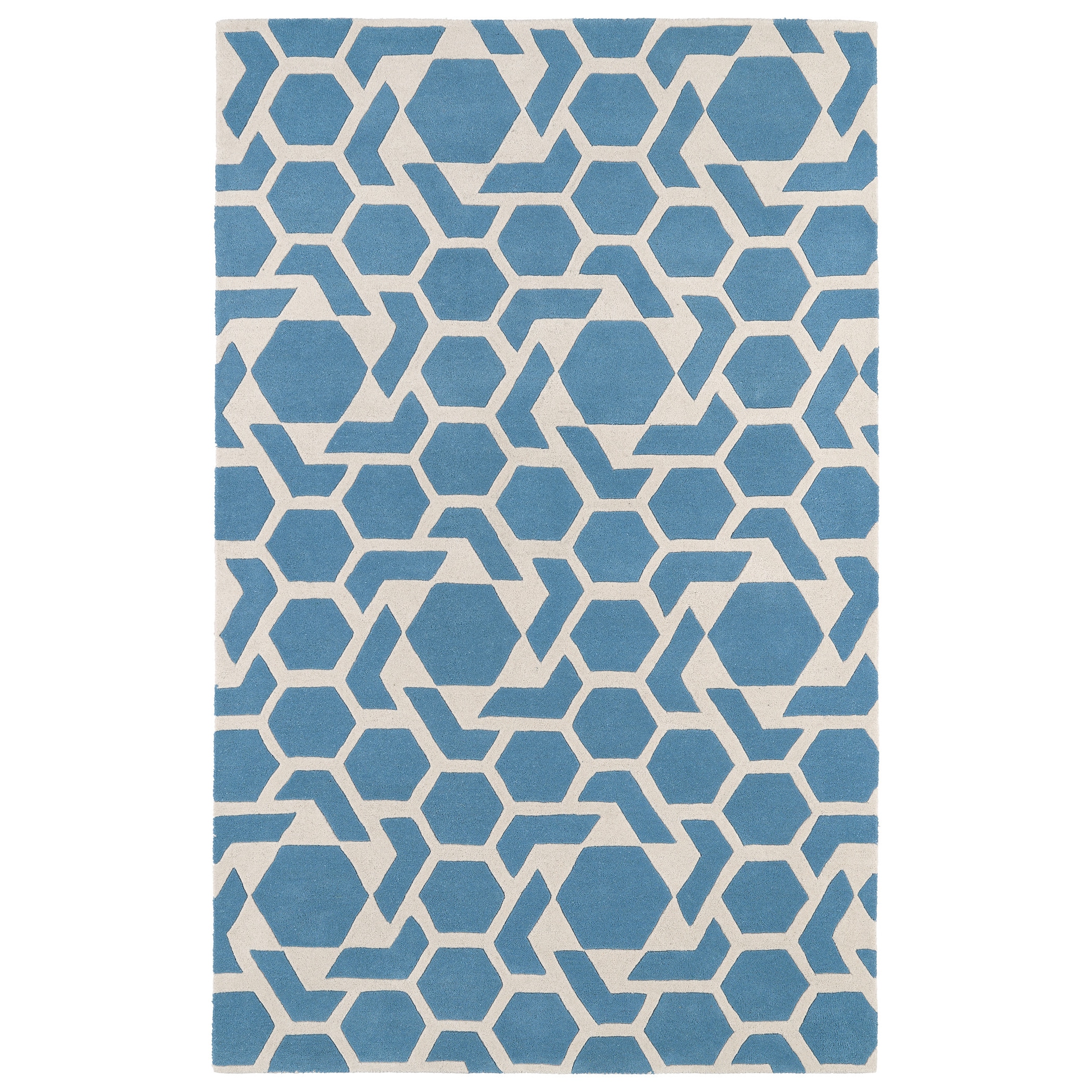 Hand tufted Cosmopolitan Geo Blue/ Ivory Wool Rug (96 X 13)