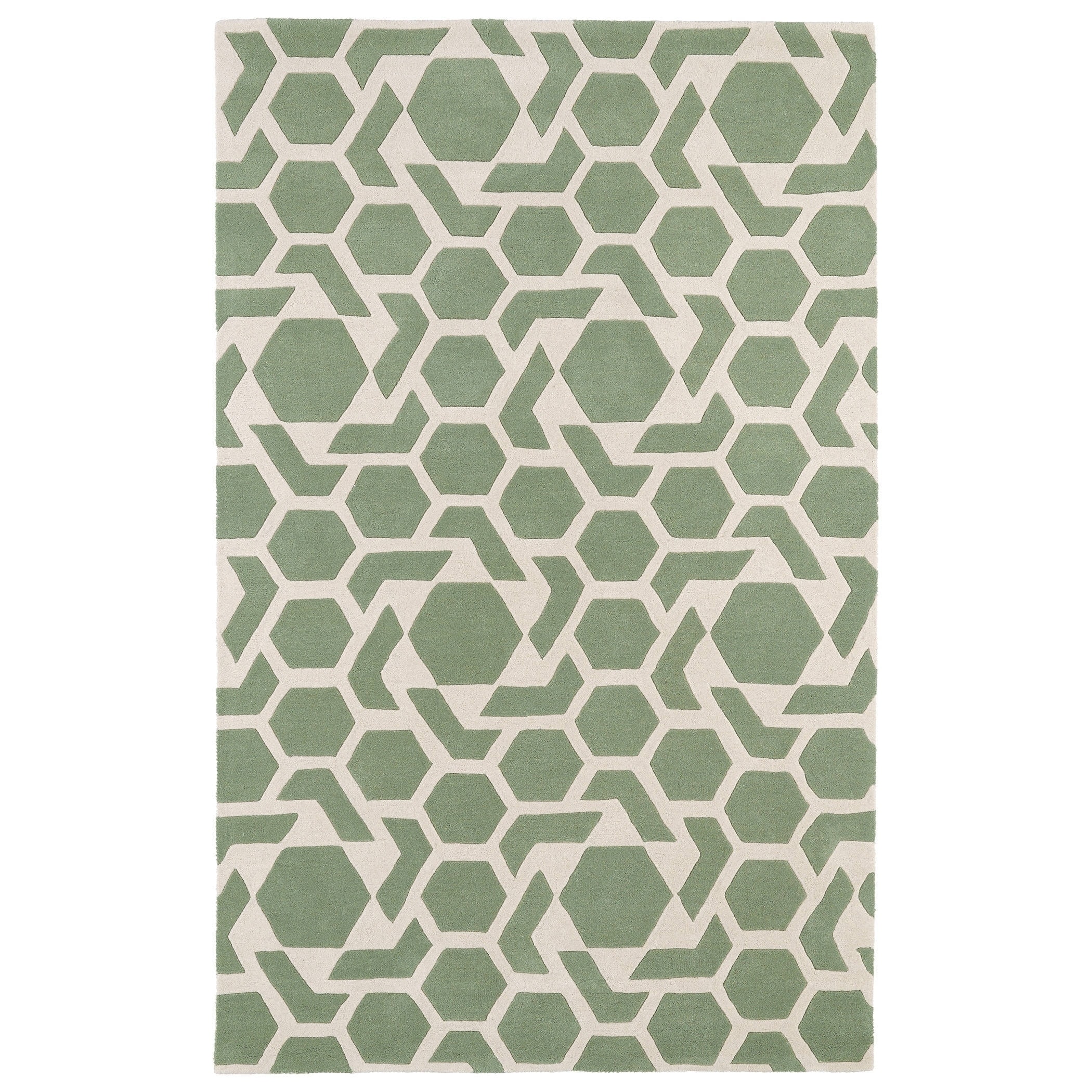 Hand tufted Cosmopolitan Geo Mint/ Ivory Wool Rug (8 X 11)