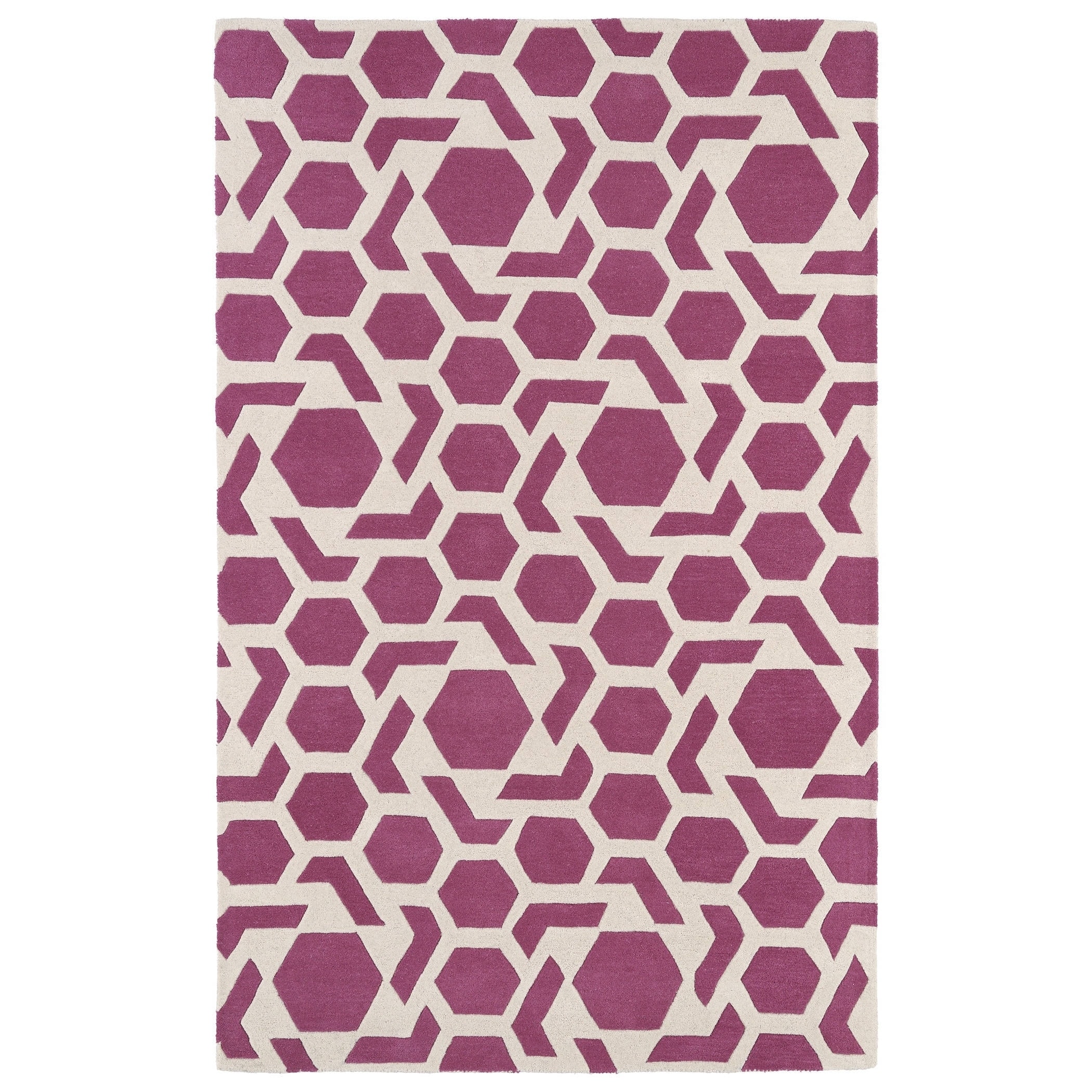 Hand tufted Cosmopolitan Geo Pink/ Ivory Wool Rug (8 X 11)