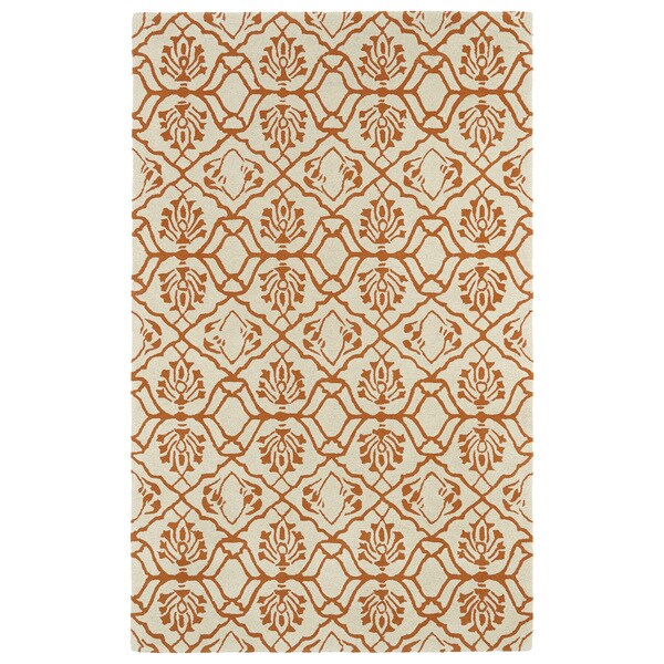 Hand-tufted Runway Orange/ Ivory Wool Rug - 8' x 11'