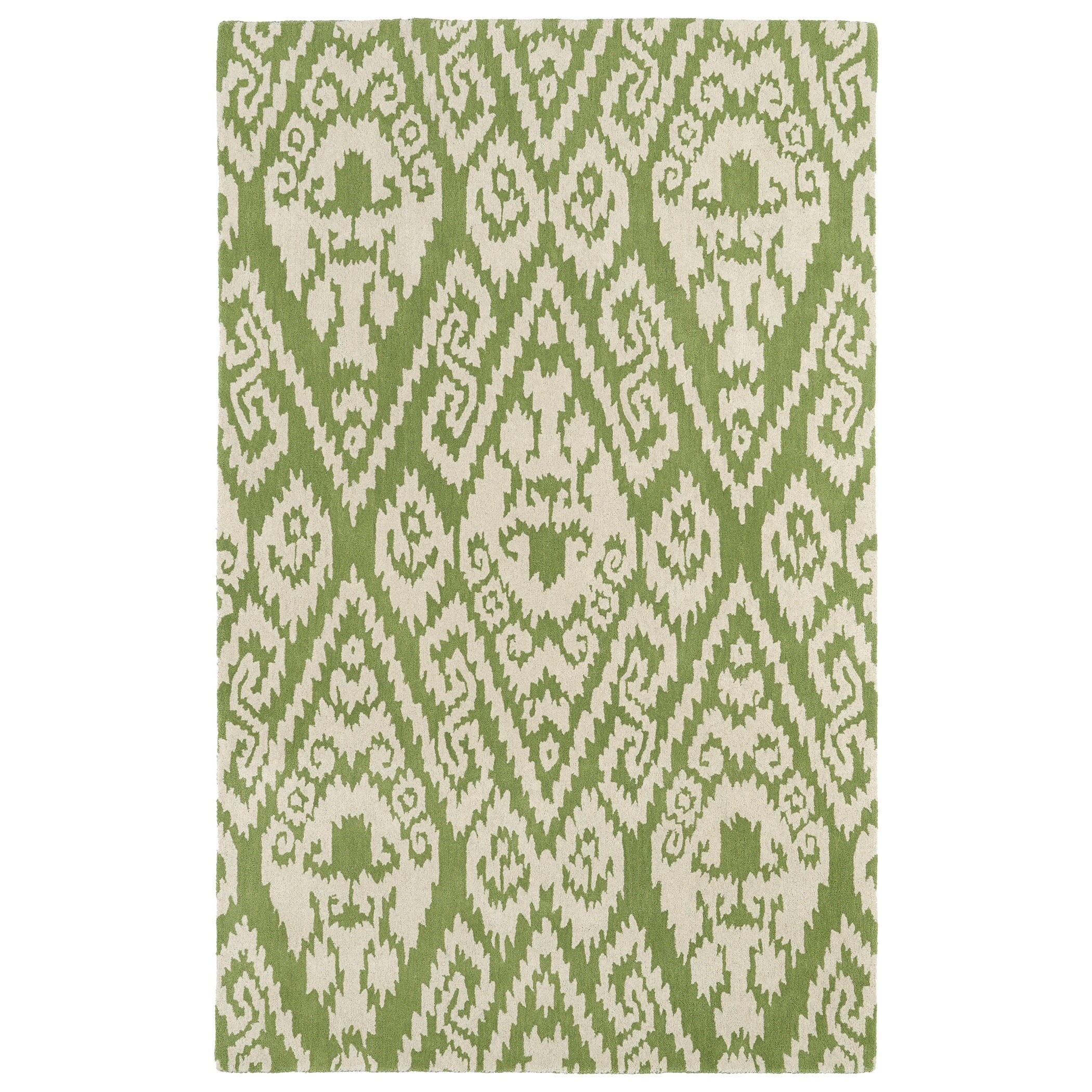 Kaleen Rugs Hand tufted Runway Green/ Ivory Ikat Wool Rug (8 X 11) Green Size 8 x 10