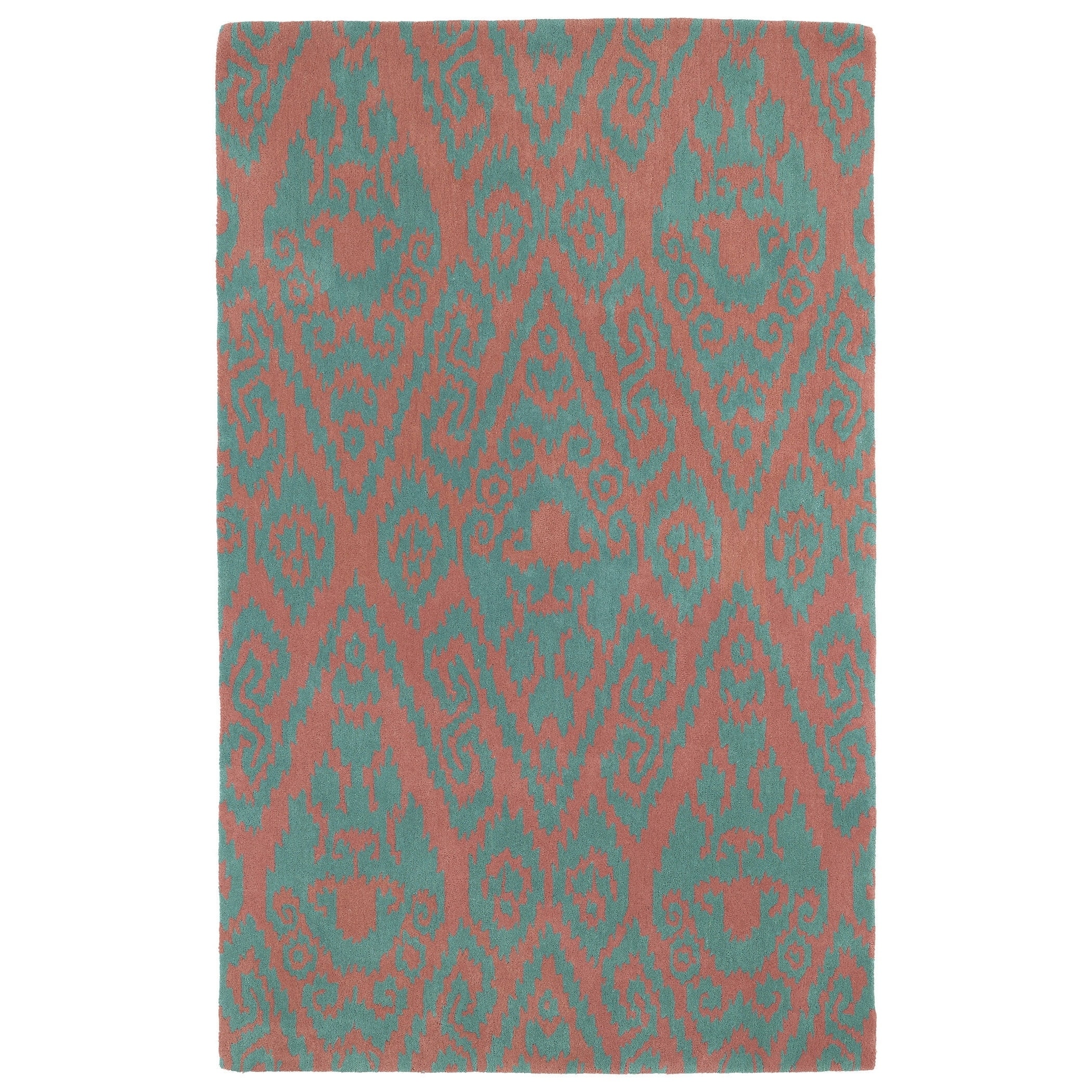 Kaleen Rugs Hand tufted Runway Pink/ Teal Ikat Wool Rug (8x11) Green Size 8 x 10