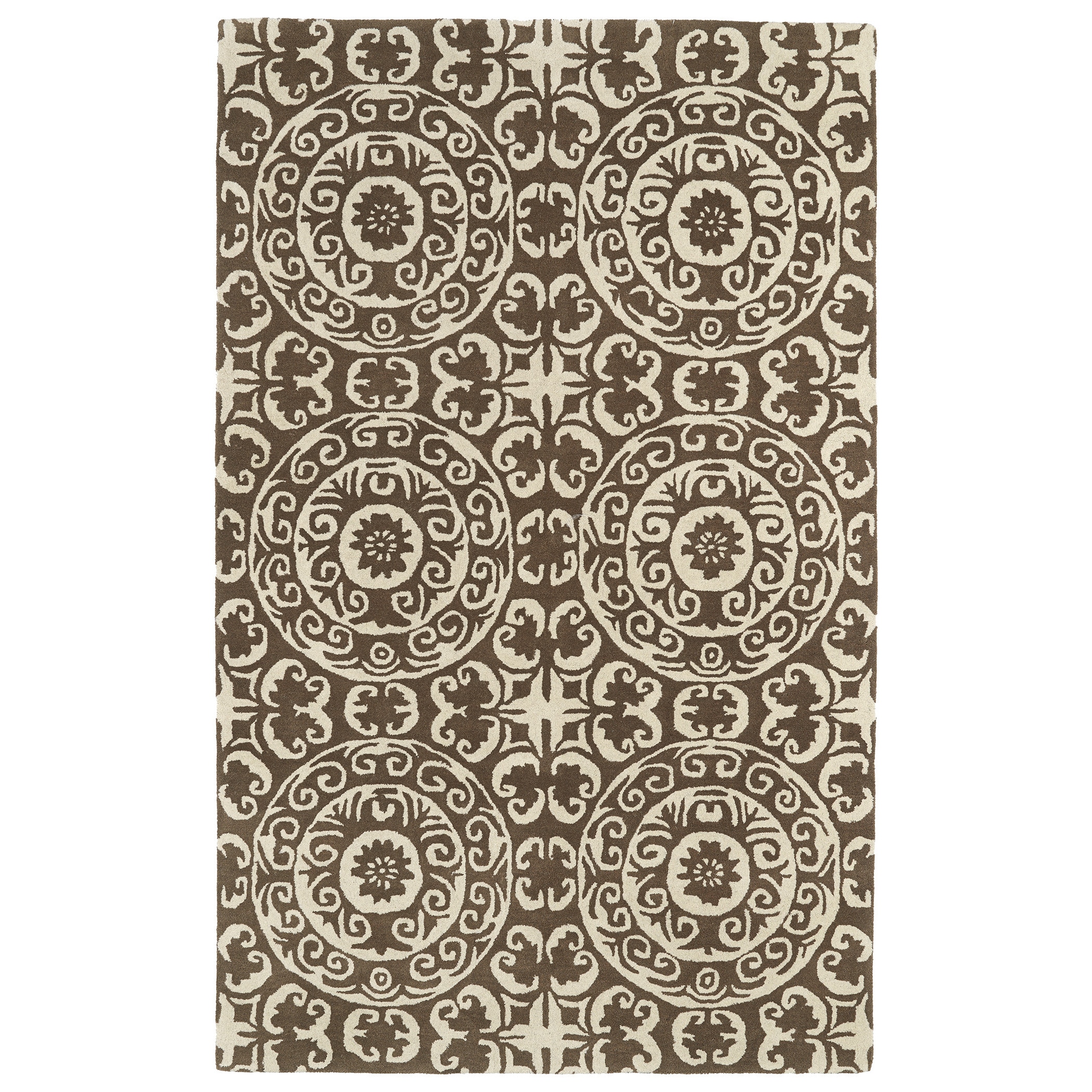 Hand tufted Runway Brown/ Ivory Suzani Wool Rug (96 X 13)