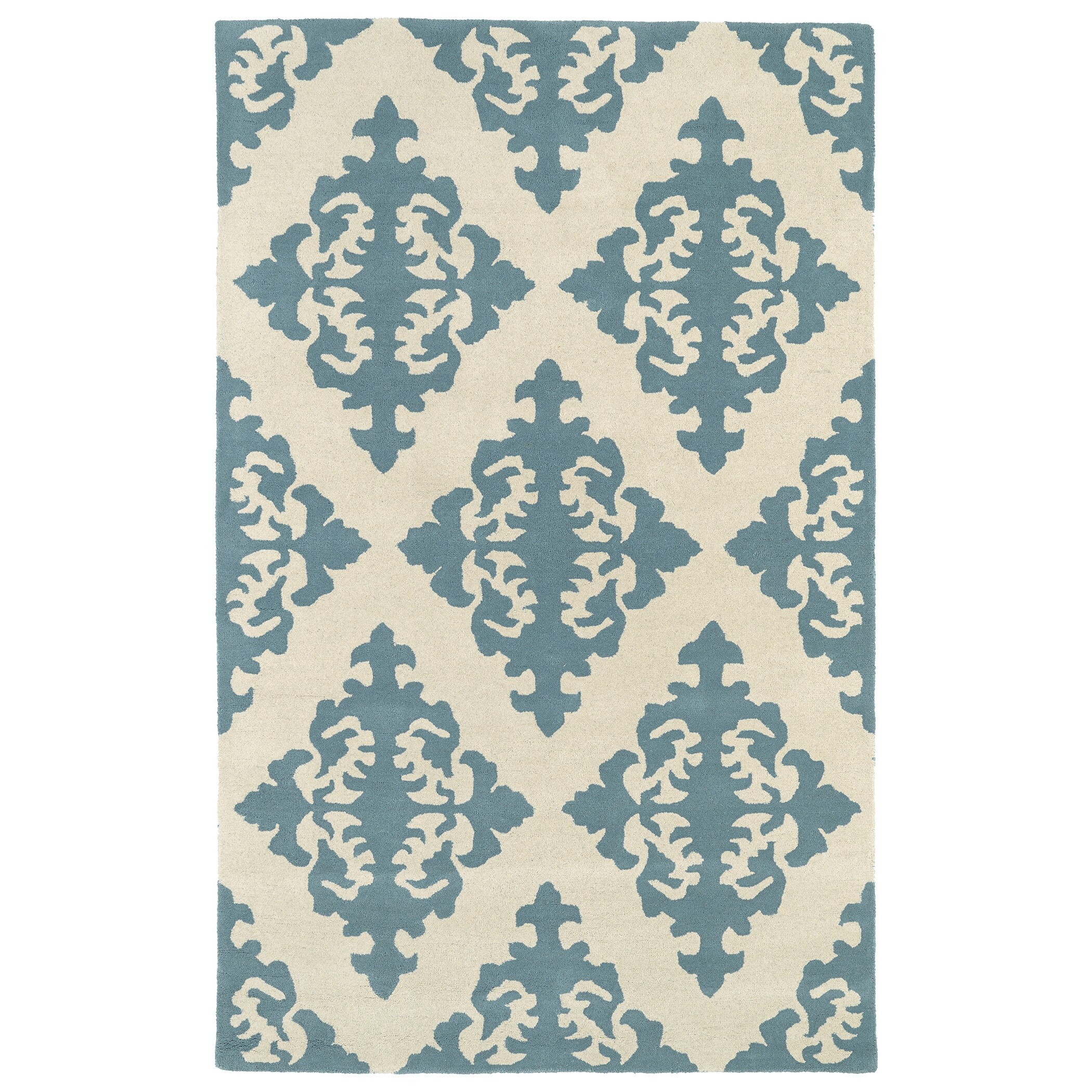 Kaleen Rugs Hand tufted Runway Blue/ Ivory Damask Wool Rug (96 X 13) Blue Size 96 x 13