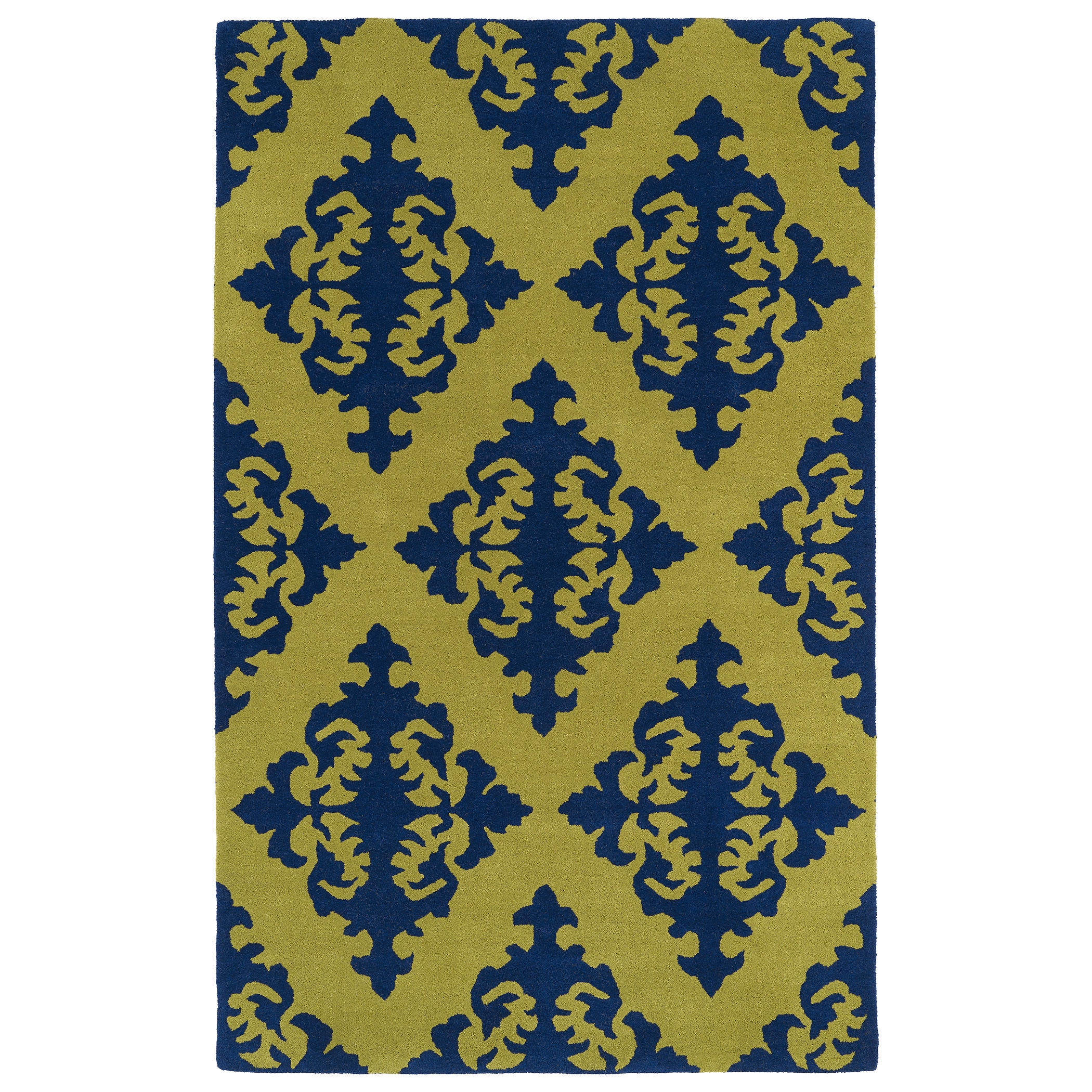 Kaleen Rugs Hand tufted Runway Navy/ Gold Damask Wool Rug (96 X 13) Gold Size 96 x 13