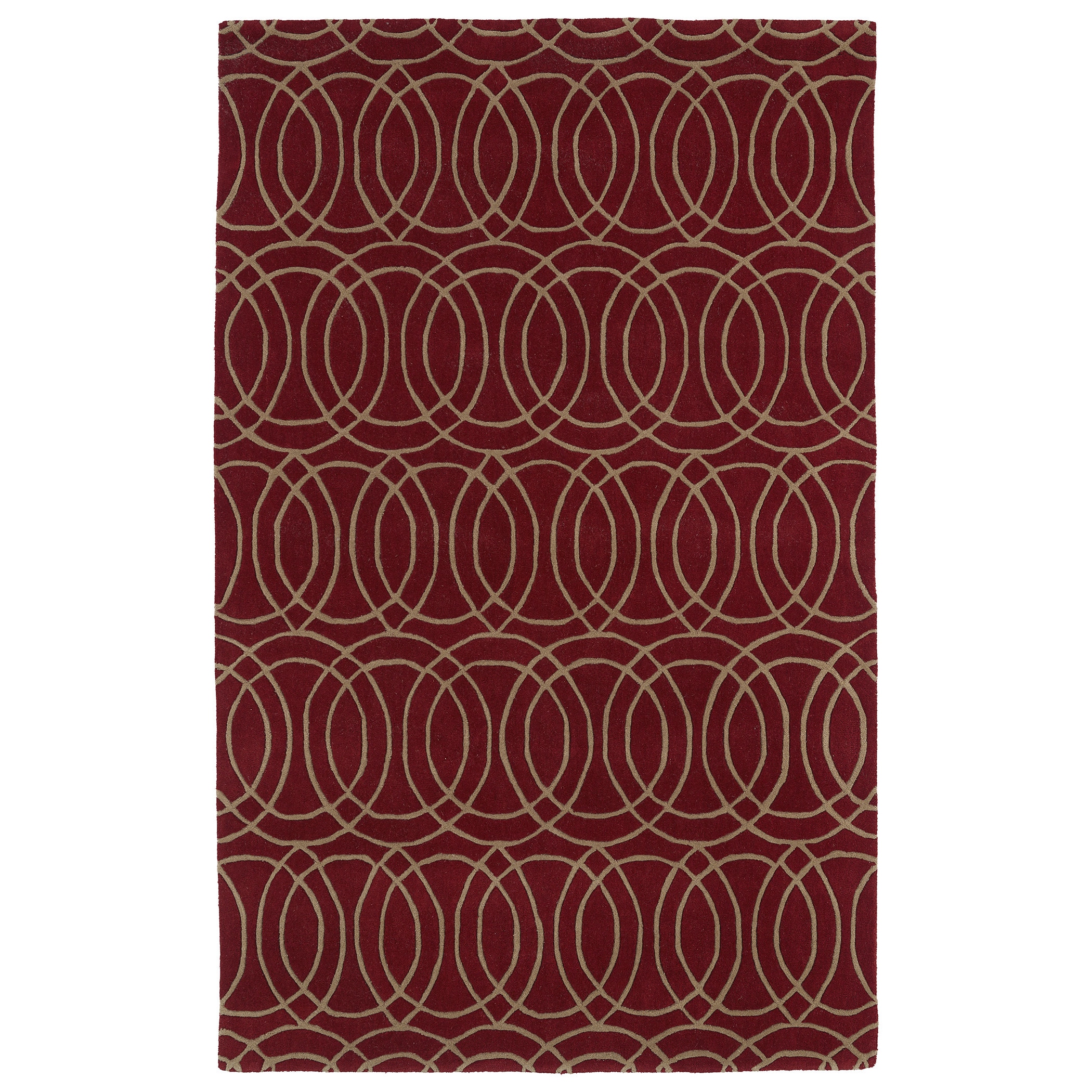 Hand tufted Cosmopolitan Circles Red/ Camel Wool Rug (2 X 3)