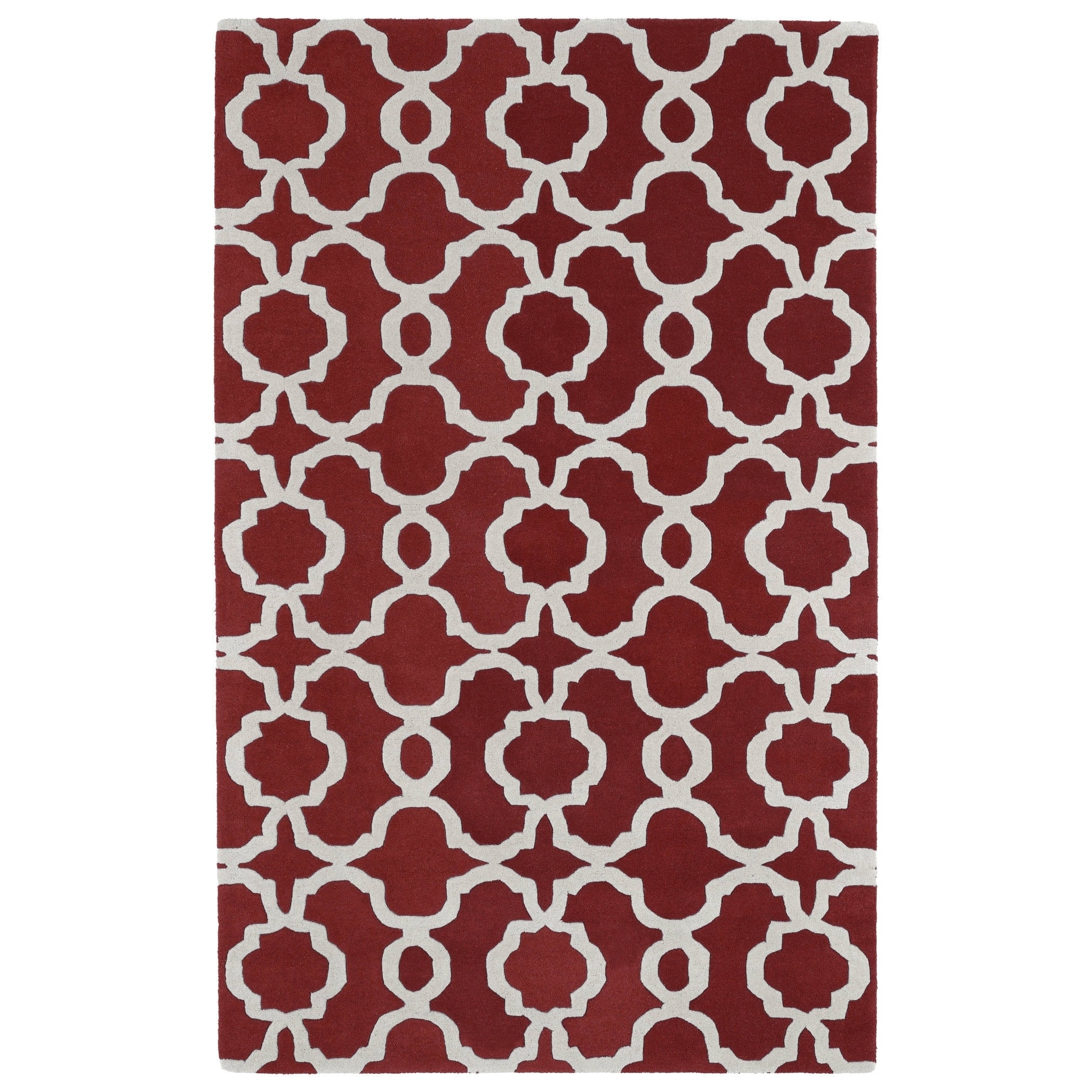 Hand tufted Cosmopolitan Trellis Red/ Ivory Wool Rug (2 X 3)