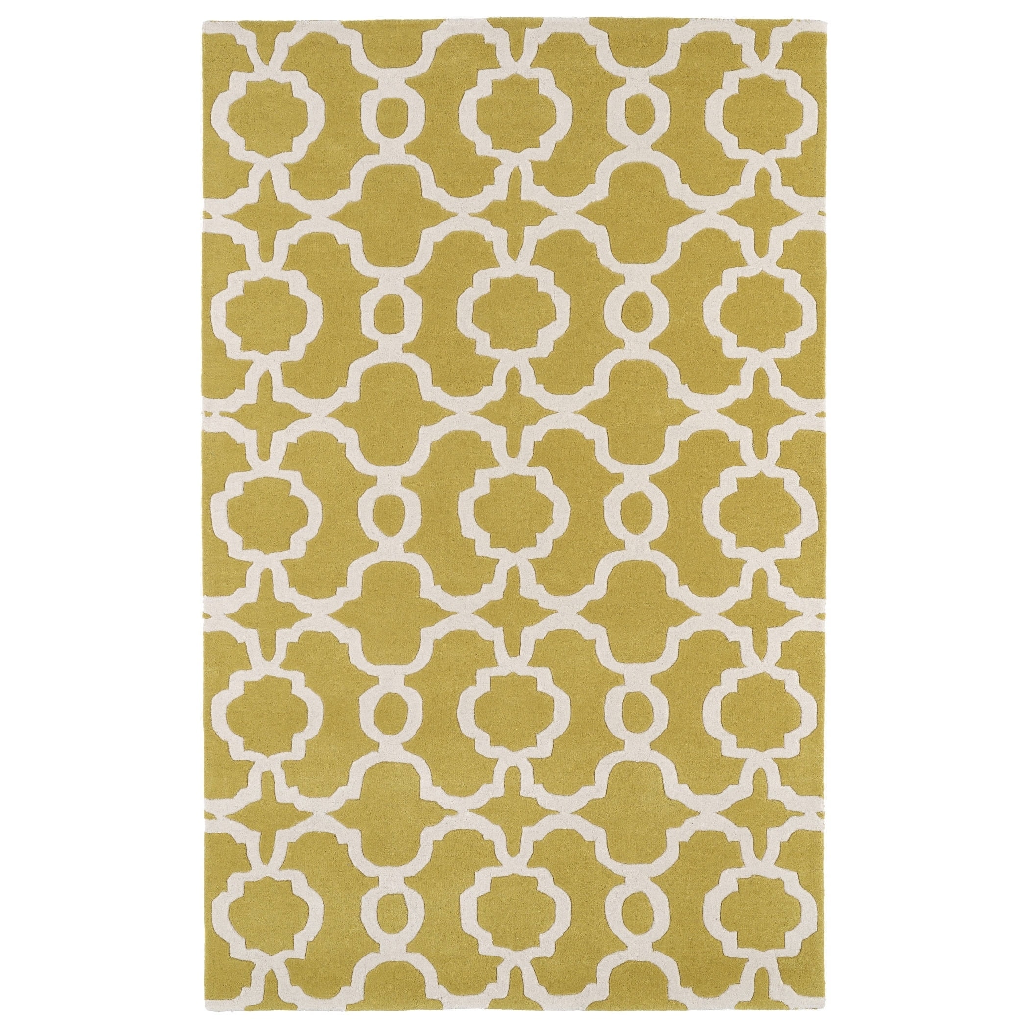 Hand tufted Cosmopolitan Trellis Yellow/ Ivory Wool Rug (2 X 3)