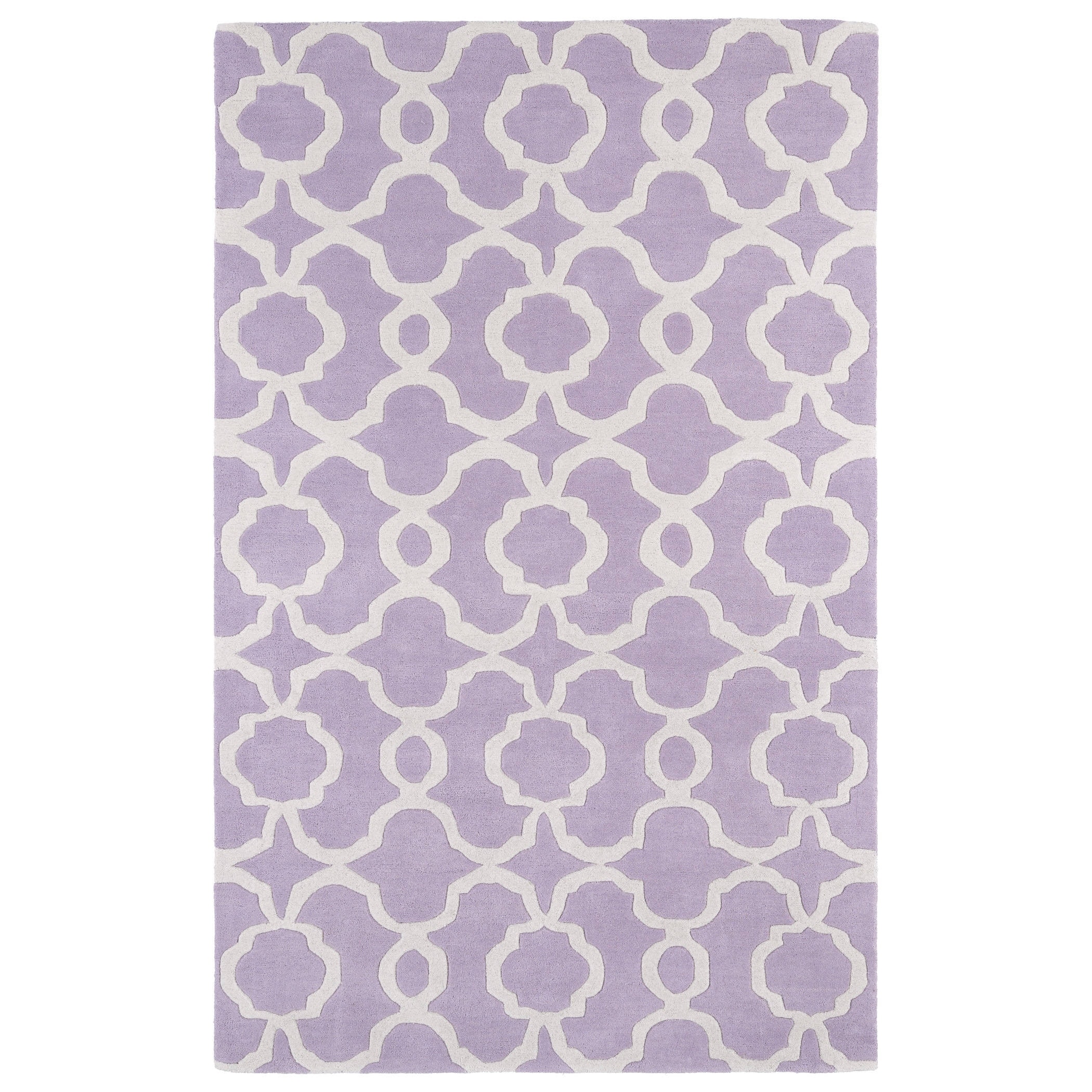 Hand tufted Cosmopolitan Trellis Lilac/ Ivory Wool Rug (2 X 3)